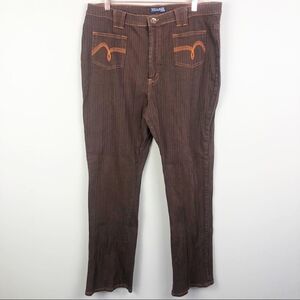 VILLAGE JEANS | Vintage Brown Textured Pants Orange Accents Women’s Plus Size 20